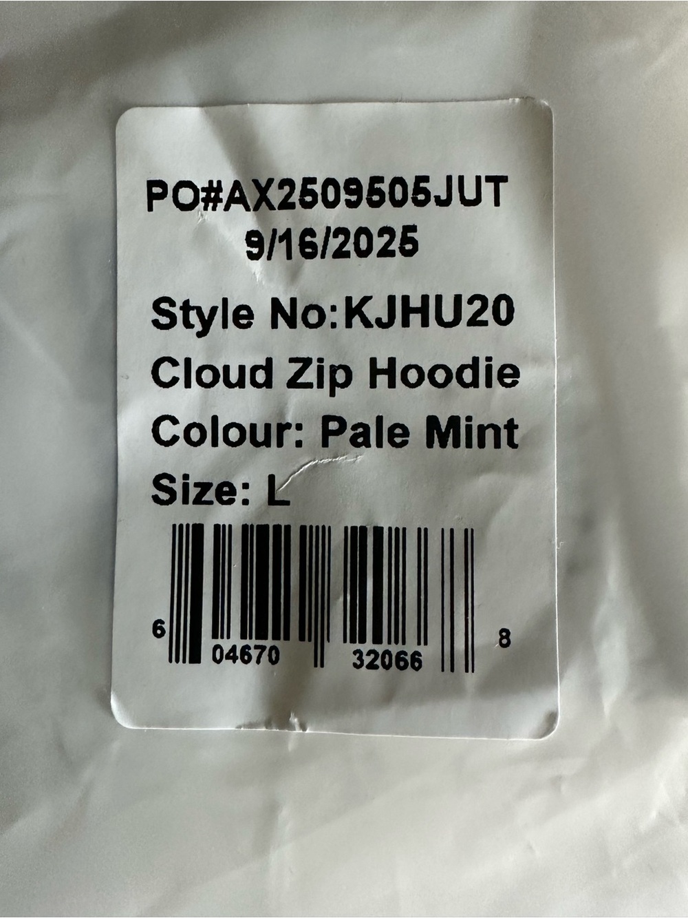NWT Comfrt Cloud Light Mint Zip-Up Hoodie Jacket Large Unisex - Picture 7 of 7